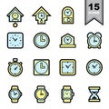Clock line icons set Royalty Free Stock Photo