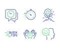 Clock, Loyalty points and Safe time icons set. Timer, Education and Good mood signs. Vector