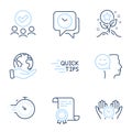Clock, Loyalty points and Safe time icons set. Timer, Education and Good mood signs. Vector