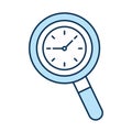 Clock in lupe line and fill style icon vector design
