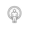 Clock with man, working hours, waiting room lineal icon. Time management symbol design. Royalty Free Stock Photo