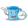 With clock measuring cup character cartoon