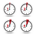 Clock. 1, 2, 3, 4 Minutes Time Icons.