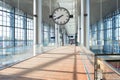 Clock at modern airport hall Royalty Free Stock Photo