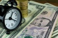 MAcro photo. Clock and money , finance and time for business