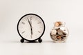 Clock and money, time work concept and money with time value Royalty Free Stock Photo