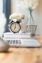 Clock on office desk. Royalty Free Stock Photo