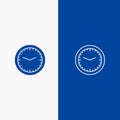 Clock, Office, Time, Wall, Watch Line and Glyph Solid icon Blue banner Line and Glyph Solid icon Blue banner Royalty Free Stock Photo