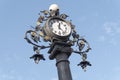 Clock old lamppost on the street, Jerez de la Frontera, Spain Royalty Free Stock Photo