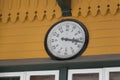 Clock at the old railway station in Mariefred, Sweden. Royalty Free Stock Photo
