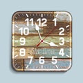 Clock on old wood background. Royalty Free Stock Photo