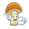 With clock orange cap boletus mushroom character cartoon