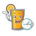 With clock orange juice character cartoon