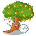 With clock orange tree in the character shape