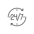 24 7 clock outline icon Royalty Free Stock Photo