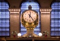 Clock over the information booth in the great hall in Grand Central Terminal , New York ,USA Royalty Free Stock Photo