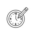 Clock, pencil icon. Simple line, outline vector elements of time management for ui and ux, website or mobile application