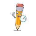 With clock pencil isolated with in the mascot