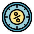Clock percent shop icon color outline vector