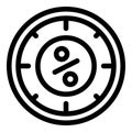 Clock percent shop icon, outline style