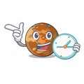 With clock picture of a cartoon mercury planet