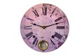 Clock pink round vintage figures roman new year time old clock Isolated white watch horologe