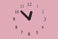Clock on pink wall background home decoration Royalty Free Stock Photo