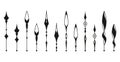 Clock pointer arrows. Black silhouette chronometer elements. Clock arms set. Watch hands, isolated time pointers. Vector Royalty Free Stock Photo