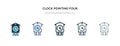 Clock pointing four o`clock icon in different style vector illustration. two colored and black clock pointing four o`clock vecto