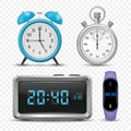 Clock. Realistic templates of different types of clocks decent vector symbols of time hand watch