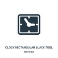 clock rectangular black tool icon vector from watches collection. Thin line clock rectangular black tool outline icon vector