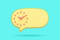 clock reminder time chat box yellow messenger online message application. management work meeting schedule timetable conversation.