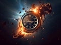 Clock with roman numbers. Concept of time flies, time passing, time exploration. AI generated Royalty Free Stock Photo