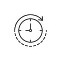Clock with rotation arrow outline icon
