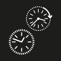 Clock rotation icon. Time adjustment symbol. Clock with arrow. Vector timepiece illustration. Royalty Free Stock Photo