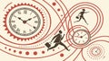 Clock with running figures, time and motion concept vector design Generative AI