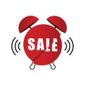 Clock sale in red color illustration Royalty Free Stock Photo