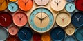 Clock scraps with bright color dials, giving the image of playfulness and styl