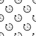 Clock seamless pattern background Icon. Flat illustration. Clock sign symbol Royalty Free Stock Photo