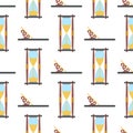 Clock seamless pattern. Endless hourglass background. Timer design backdrop. Time measurement illustration. Flat graphic Royalty Free Stock Photo