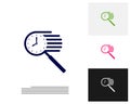 Clock Search logo design concept vector. Time management logo template. Concept icon isolated on white background. Vector symbol Royalty Free Stock Photo