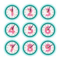 Clock set - one to nine minutes