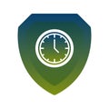 Clock shield logo gradient design template icon element