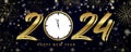 clock shortly before 2024 new year gold typography Royalty Free Stock Photo