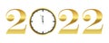 clock shortly before 2022 new year gold typography