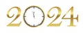 clock shortly before 2024 new year gold typography Royalty Free Stock Photo