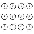 Clock that show every hour vector illustration on white vector set