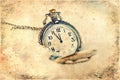 Clock showing five minutes to twelve. Time to stop and realize the values of life, old photo effect Royalty Free Stock Photo