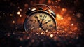 clock showing New Year time, fire works in the background Royalty Free Stock Photo