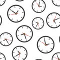 Clock sign icon seamless pattern background. Time management vector illustration on white isolated background. Timer business Royalty Free Stock Photo